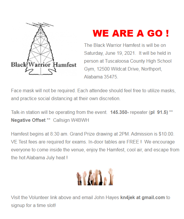 Black Warrior Hamfest June 19, 2021